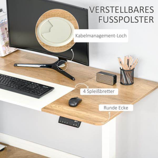 Elektrischer Schreibtisch Natur Weiss 140cm x 70 cm x 116 cm - Palo24