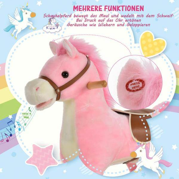 Kinder Schaukelpferd Baby Schaukeltier Pferd Spielzeug für 36-72 Monate Rosa - Palo24