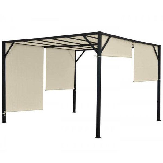 Pergola Baia, Garten Pavillon Terrassenüberdachung, stabiles 6cm-Stahl-Gestell + Schiebedach ~ 4x4m - Palo24
