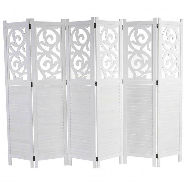 Paravent Istanbul, Raumteiler Trennwand Sichtschutz, Ornamente ~ 170x240cm, weiss - Palo24