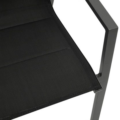 Stapelsessel FARO, Aluminium anthrazit + Kunstgewebe gepolstert schwarz, 4 Stück - Palo24