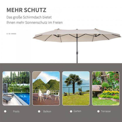 Sonnenschirm mit Handkurbel Oval Metall + Polyester Cremeweiss - Palo24