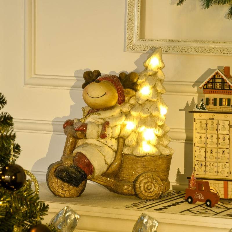 LED Weihnachtsdeko, Rentier mit Weihnachtsbaum 44cm - Palo24