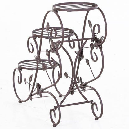 Pflanzenregal Dreistufiger Blumenstand Blumentreppe Metall Bronze - Palo24