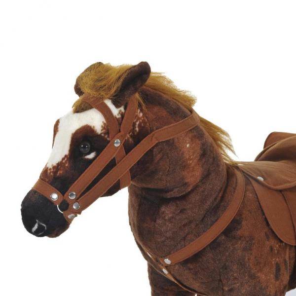 Spielpferd mit Sattel | Metall, Plüsch | 85 x 28 x 60 cm | Braun - Palo24