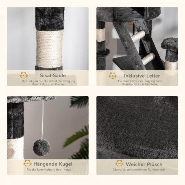 Katzenbaum Kratzbaum Katzenkratzbaum Kletterbaum Katze Sisal höhenverstellbar Grau - Palo24