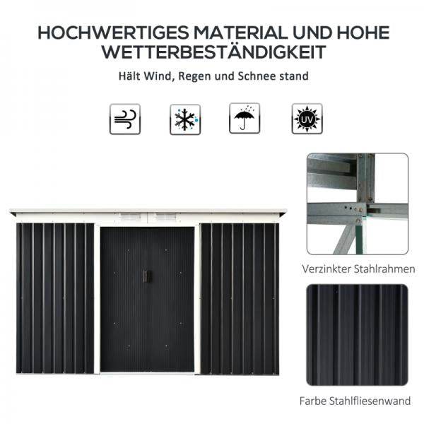 Gerätehaus Gartenhaus Geräteschuppen mit Schiebetür Fenster Outdoor Stahl Grau - Palo24