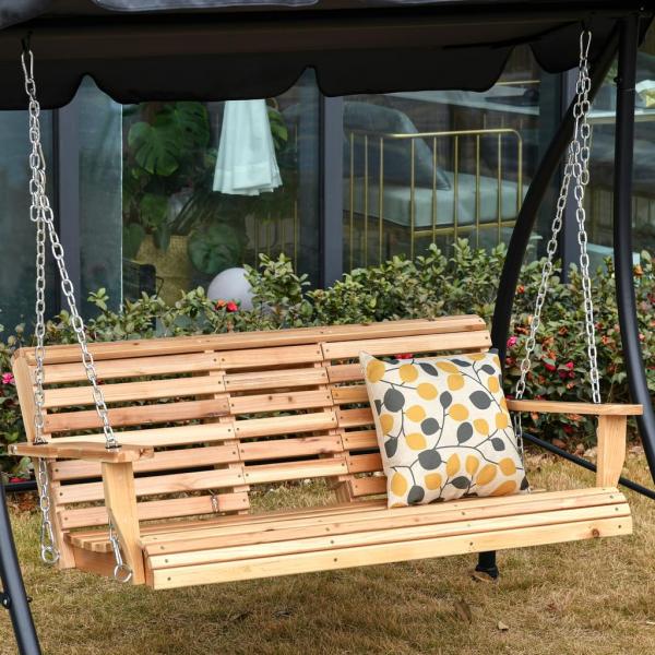 Gartenschaukel 2-3 Personen Tannenholz Patio 150 x 75 x 53 cm Natur - Palo24