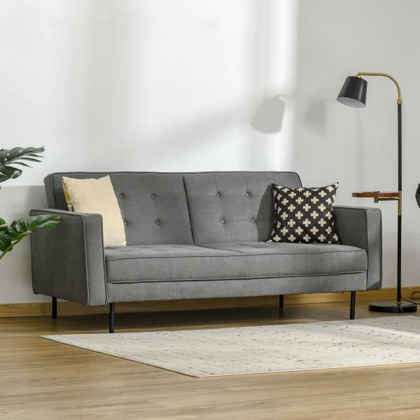 Schlafsofa 3-Sitzer Schlafcouch Stoffsofa Grau - Palo24