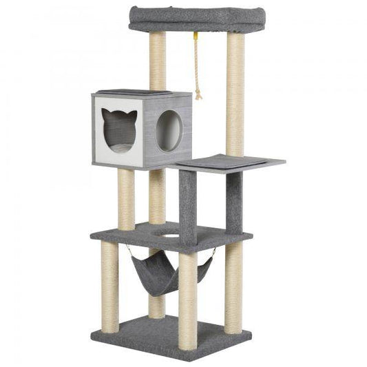 Kratzbaum Katzenbaum Kletterbaum für Katzen Multiaktivitätszentrum Grau & Weiss - Palo24