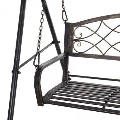 Gartenschaukel für 2 Personen Hollywoodschaukel Schaukelbank Metall Bronze - Palo24