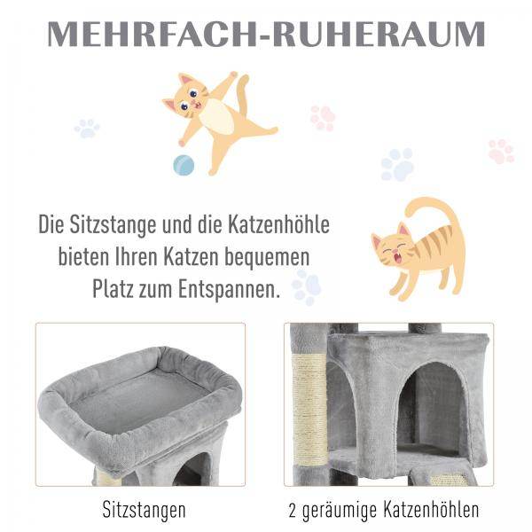 Kratzbaum Katzenkratzbaum mit Sisalsäulen Katzenbaum Hellgrau - Palo24