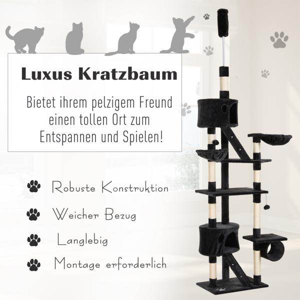 Katzenbaum Kratzbaum Katzenkratzbaum Kletterbaum Katze Sisal höhenverstellbar Grau - Palo24