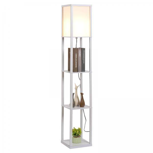 Stehleuchte Beleuchtung mit 3 Regalen E27 bis 40W E1-MDF Weiss - Palo24