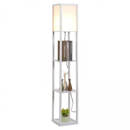 Stehleuchte Beleuchtung mit 3 Regalen E27 bis 40W E1-MDF Weiss - Palo24