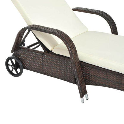 Mobile Gartenliege Kaffeebraun Rattanliege Polyrattan - Palo24
