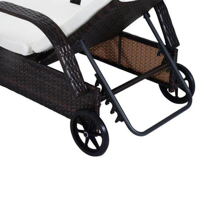 Sonnenliege Tisch 3er Set Gartenmöbel Polyrattan Braun - Palo24