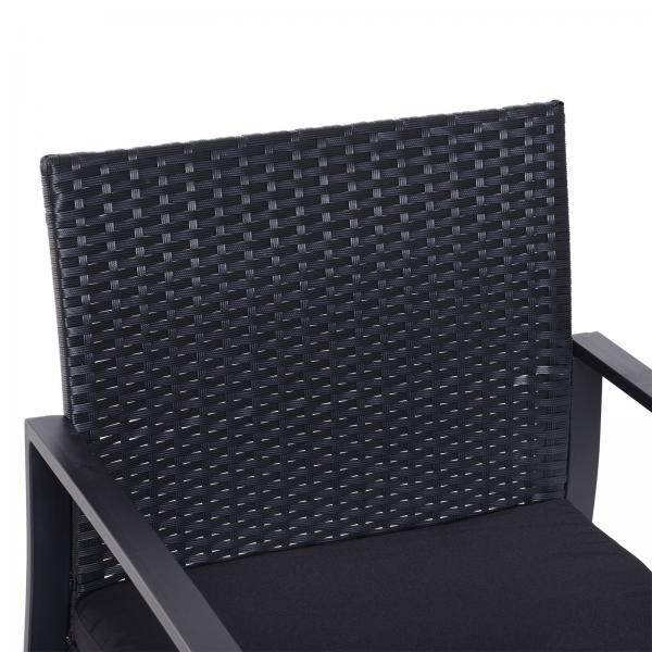 5 tlg Sitzgruppe Polyrattan Gartenset mit Kissen Schwarz - Palo24