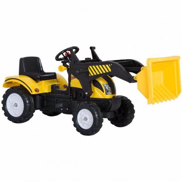 Tretauto Traktor mit Fontlader ab 3 Jahre Schwarz+Gelb - Palo24