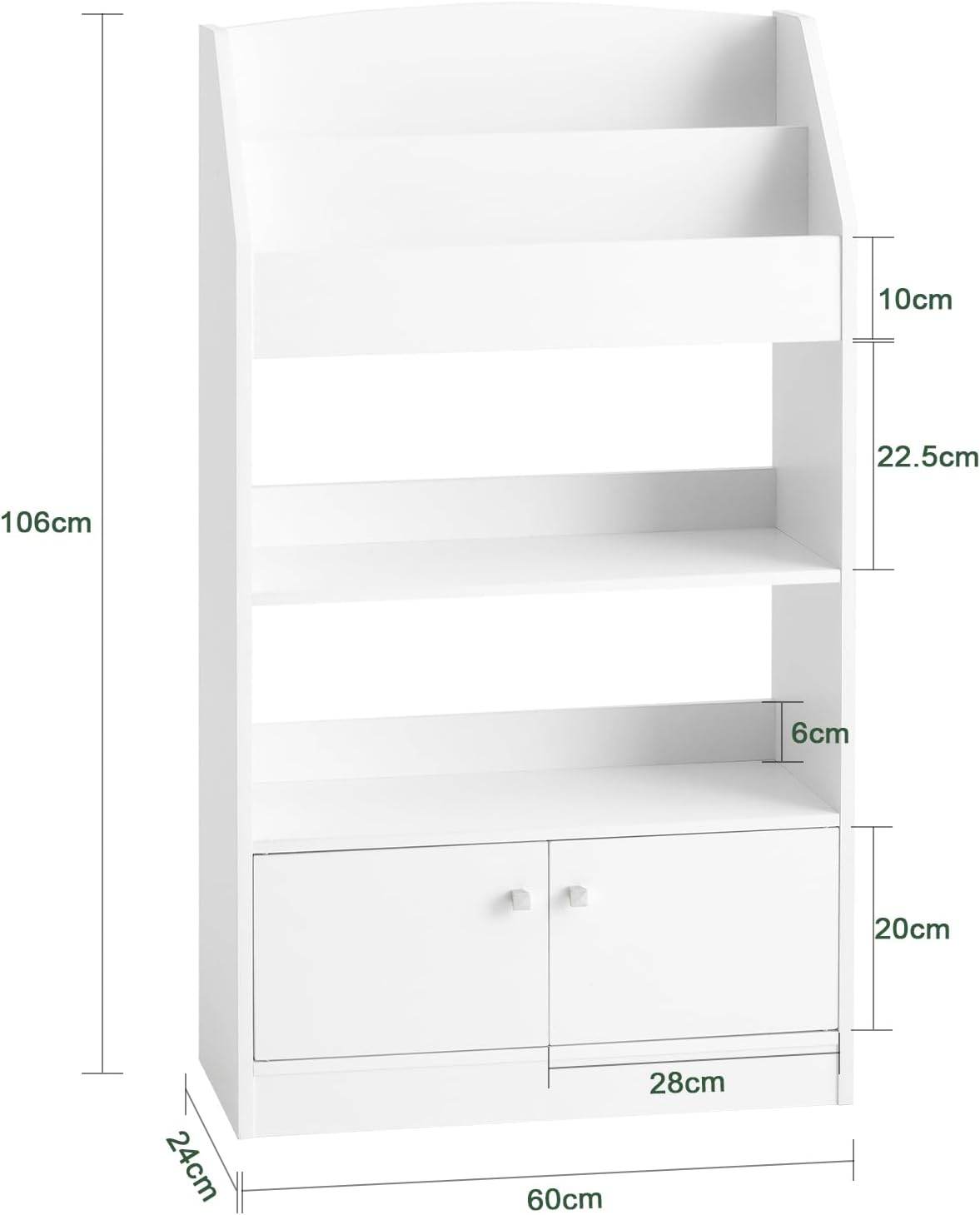 Kinderbücherregal | Standregal Kinderzimmer | Aufbewahrungsregal Weiss KMB11-W - Palo24