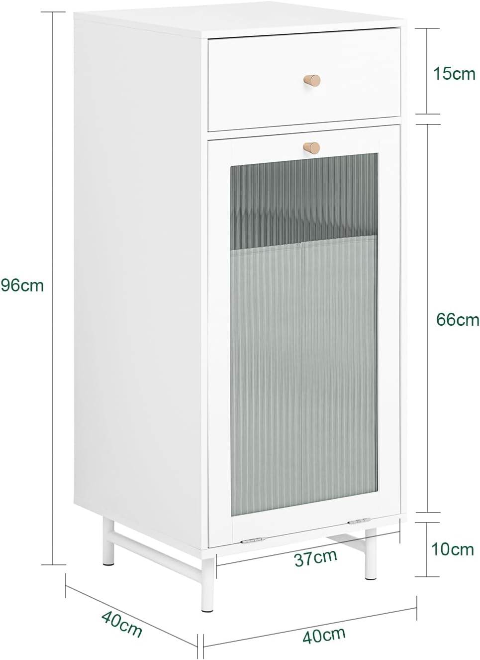 Wäscheschrank mit Wäschesack | Wäschetruhe mit Glastür | Wäschesammler | Weiss BZR116-W - Palo24