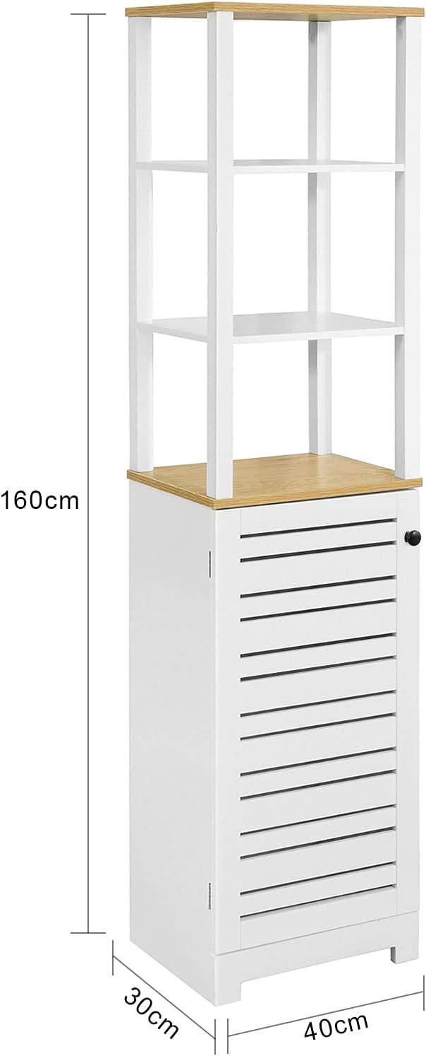 Bad Hochschrank | Badschrank Weiss Badezimmermöbel | BZR43-W - Palo24