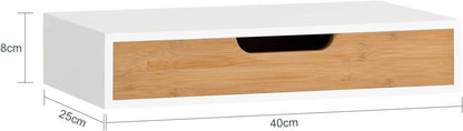 Schweberegal Weiss Hängeschublade | Wandschublade Bambus | FRG92-WN - Palo24