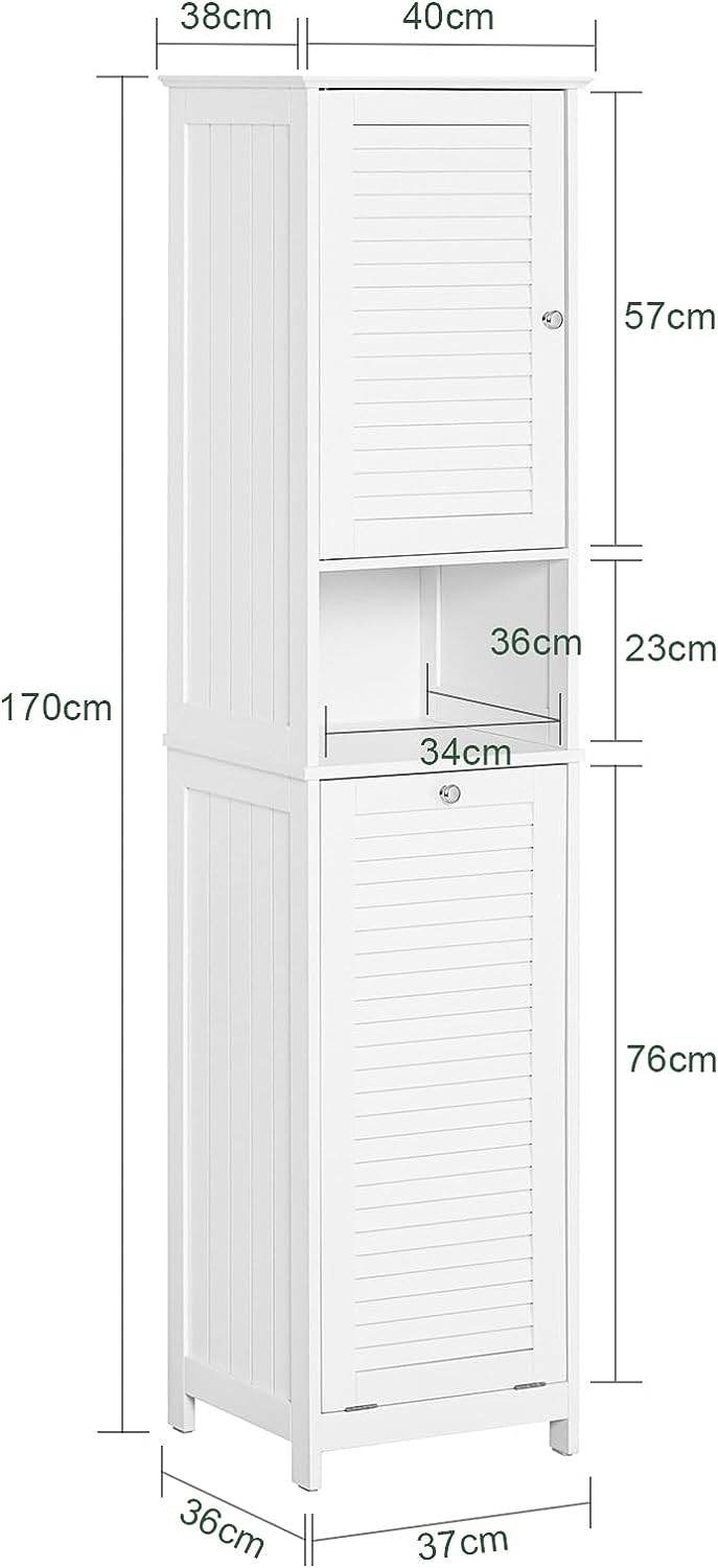 Hochschrank mit ausklappbarem Wäschesack | schmal Wäscheschrank | Badregal | Weiss BZR124-W - Palo24
