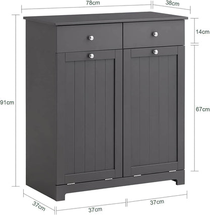Wäscheschrank mit 2 Wäschesäcke | Wäschesammler | Wäschekorb Grau | BZR33-DG - Palo24