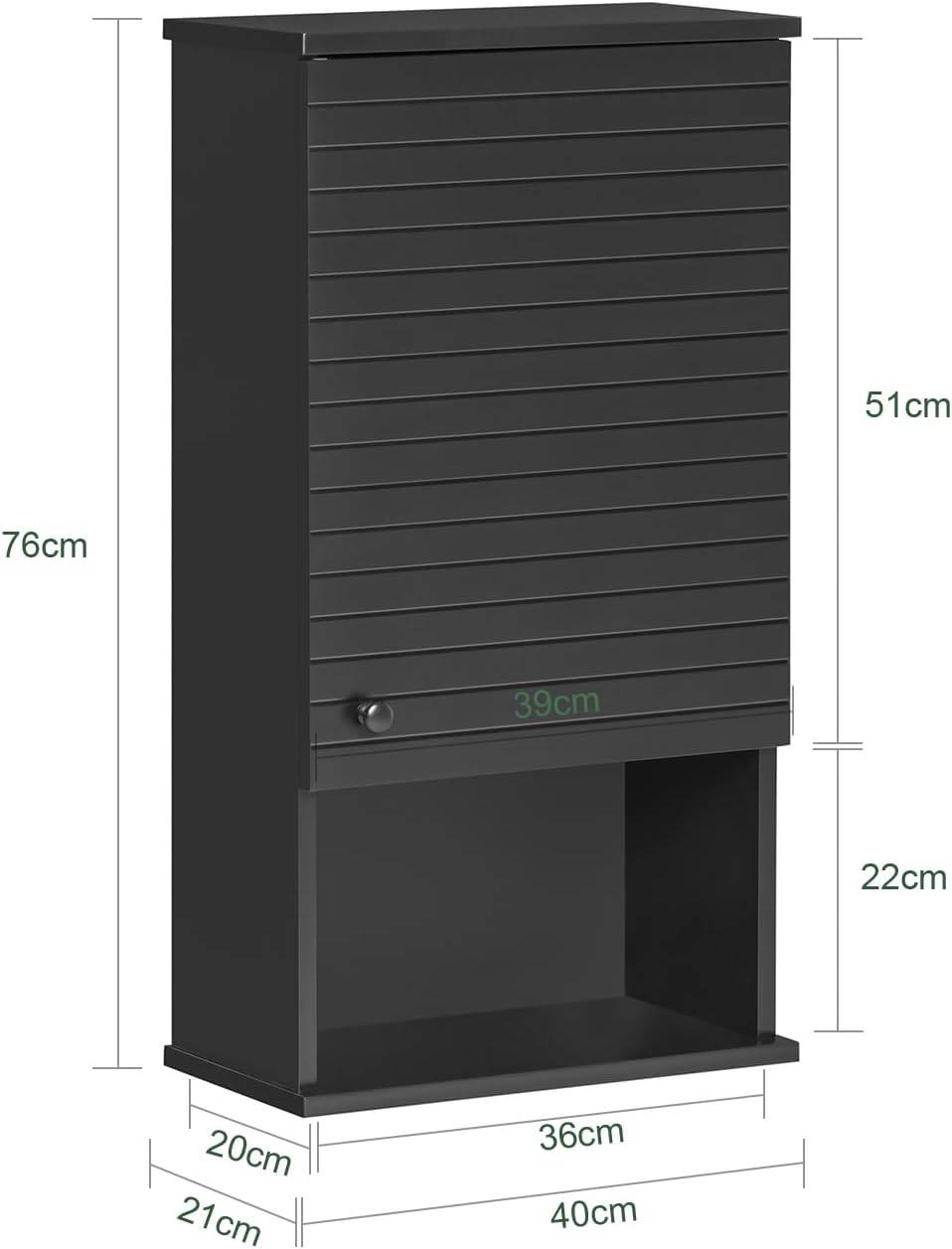 Hängeschrank Bad | Wandschrank | Medizinschrank | Schwarz | BZR25-SCH - Palo24