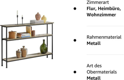 Konsolentisch mit 3 Ablagen | Flurtisch | Beistelltisch Metall | FSB49-PZ - Palo24
