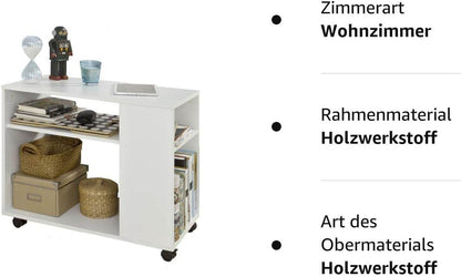 Beistelltisch mit Rollen | Druckertisch | Couchtisch Weiss FBT34-W - Palo24
