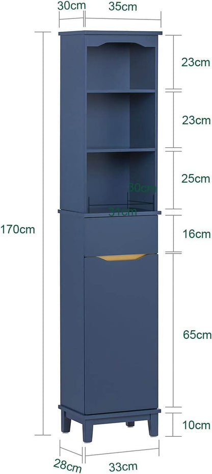 Hochschrank | Badschrank | Badregal | Blau | BZR112-B - Palo24