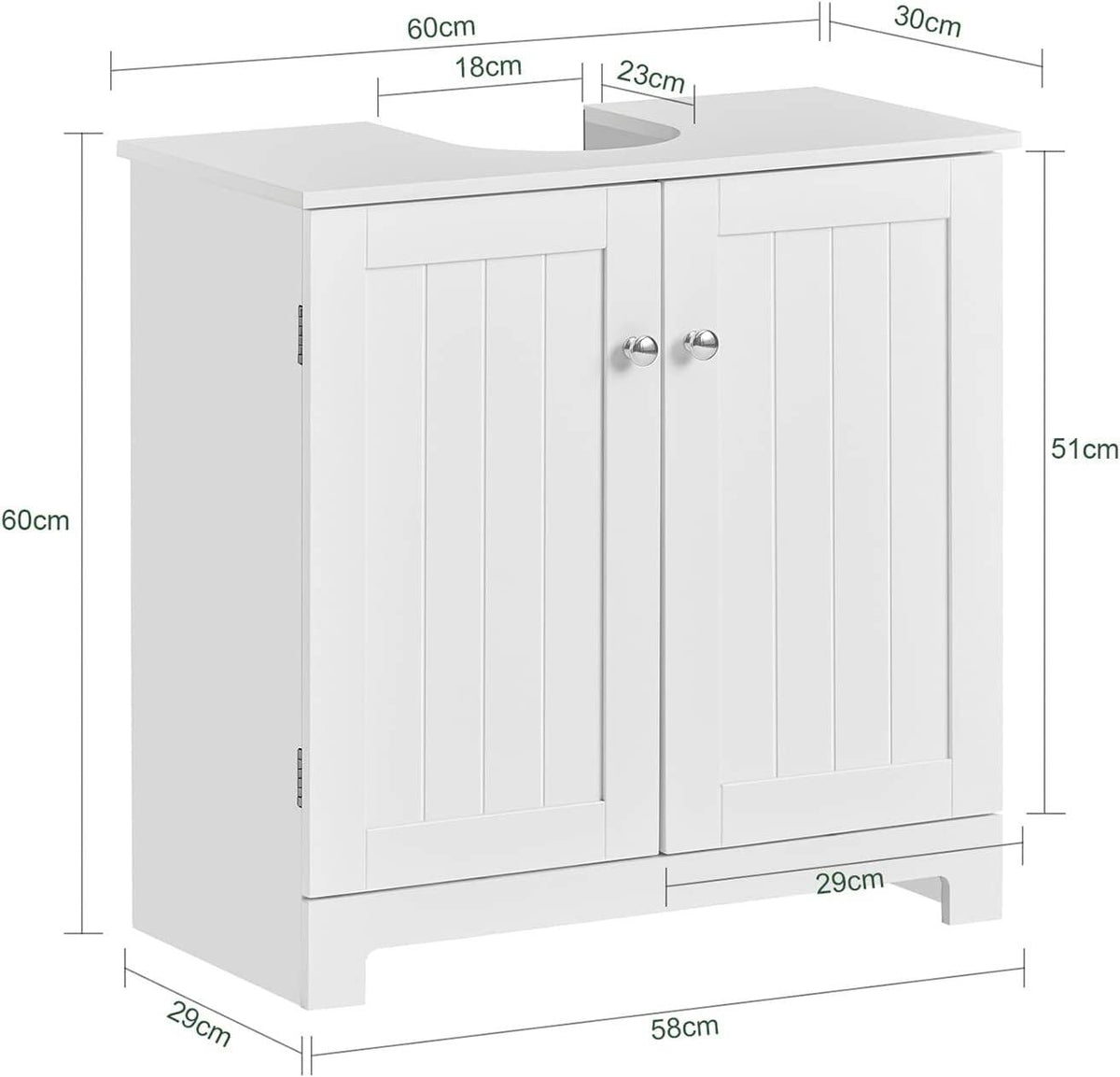 Waschbeckenunterschrank | Badezimmerschrank Weiss Badmöbel | BZR18-II-W - Palo24