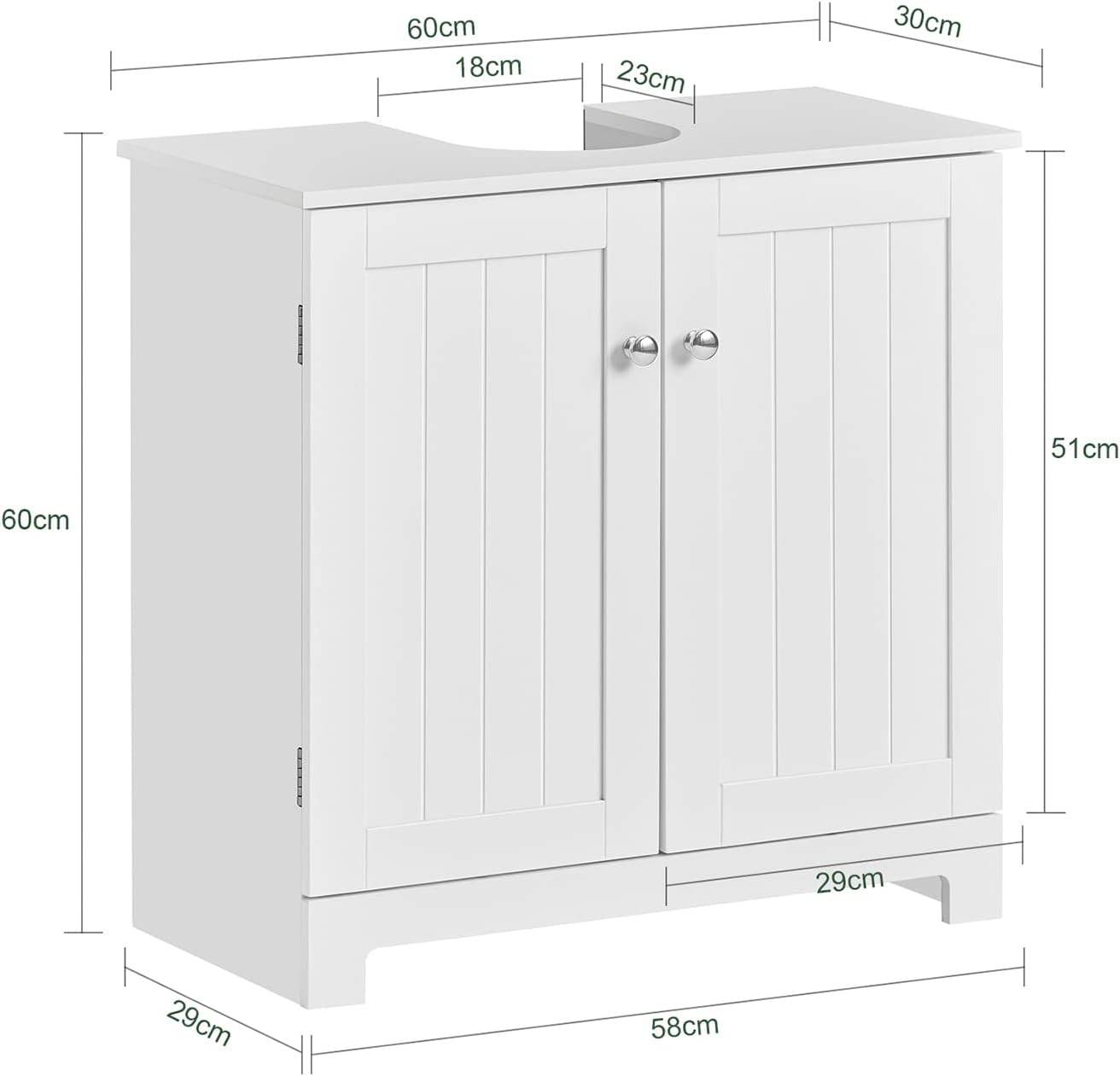 Waschbeckenunterschrank | Badezimmerschrank Weiss Badmöbel | BZR18-II-W - Palo24