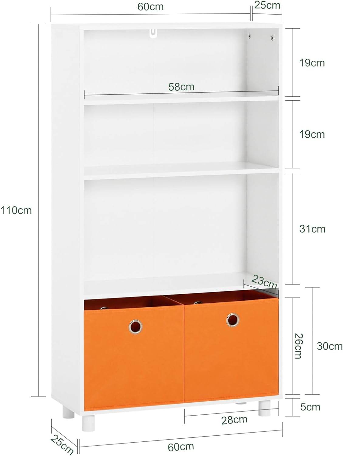 Kinderregal mit Boxen | Spielzeugregal | Bücherregal für Kinder | KMB68-W - Palo24