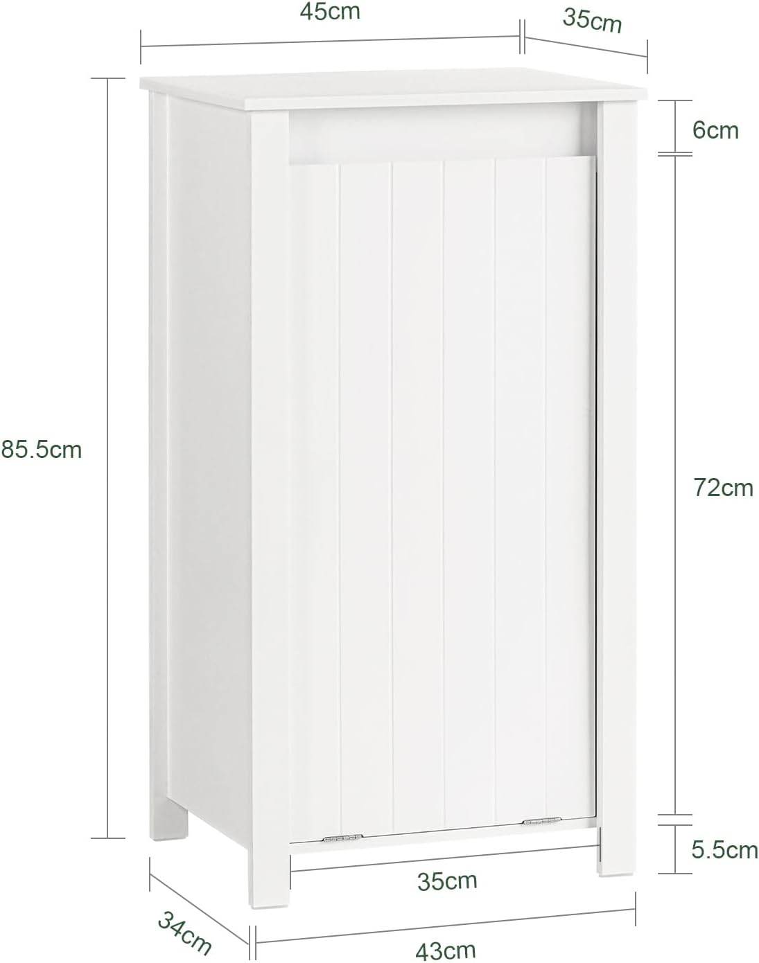 Wäscheschrank mit ausklappbarem Wäschesack | Wäschesammler | Wäschekorb | Weiss BZR100-W - Palo24