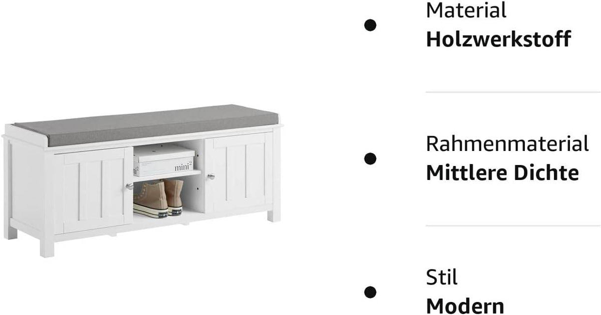 Garderobenbank | Bettbank | Schuhbank Weiss FSR35-W - Palo24