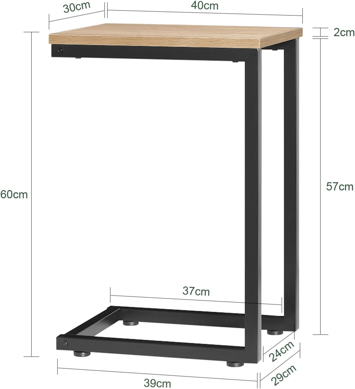 Beistelltisch Metall | Laptoptisch | Natur/Schwarz - Palo24