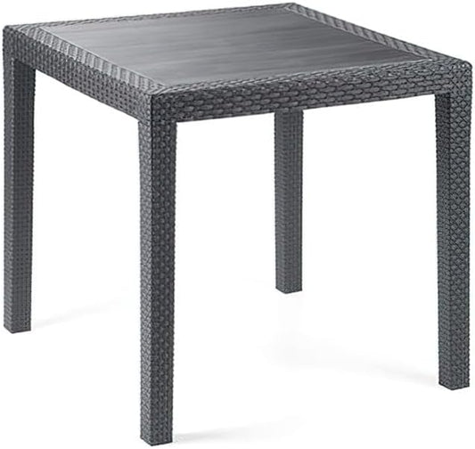 Table de jardin KING 79x79cm, plastique gris anthracite