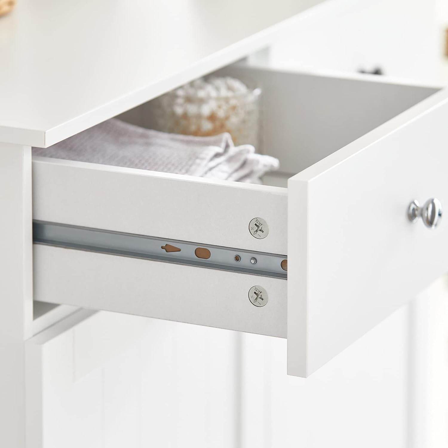 Wäscheschrank mit 2 Wäschesäcke | Wäschesammler | Wäschekorb Weiss BZR33-W - Palo24
