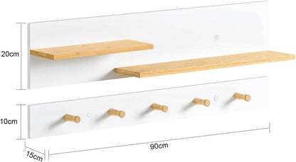 2-teilige Wandgarderobe | Hängeregal | Flurgarderobe Weiss FHK21-WN - Palo24