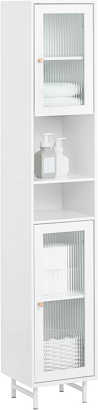 Bad Hochschrank | Badschrank mit Glastür | Badregal | Weiss BZR118-W - Palo24