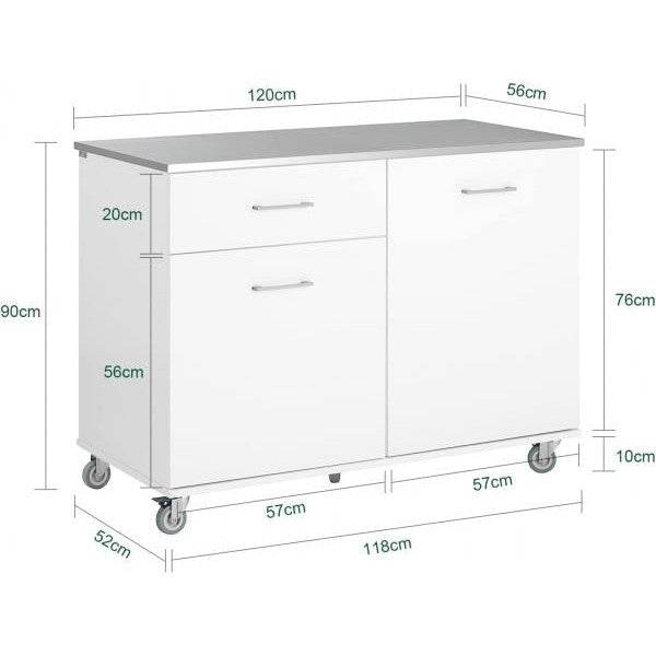 Küchenschrank Weiss | Küchenwagen | Kücheninsel | Servierwagen - Palo24