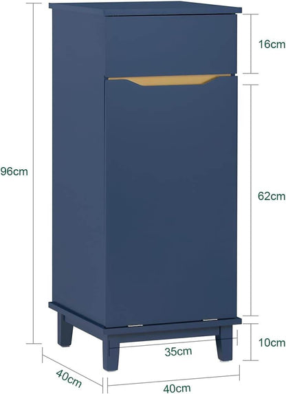 Wäscheschrank mit Wäschesack | Wäschesammler | Wäschekorb | Blau | BZR114-B - Palo24