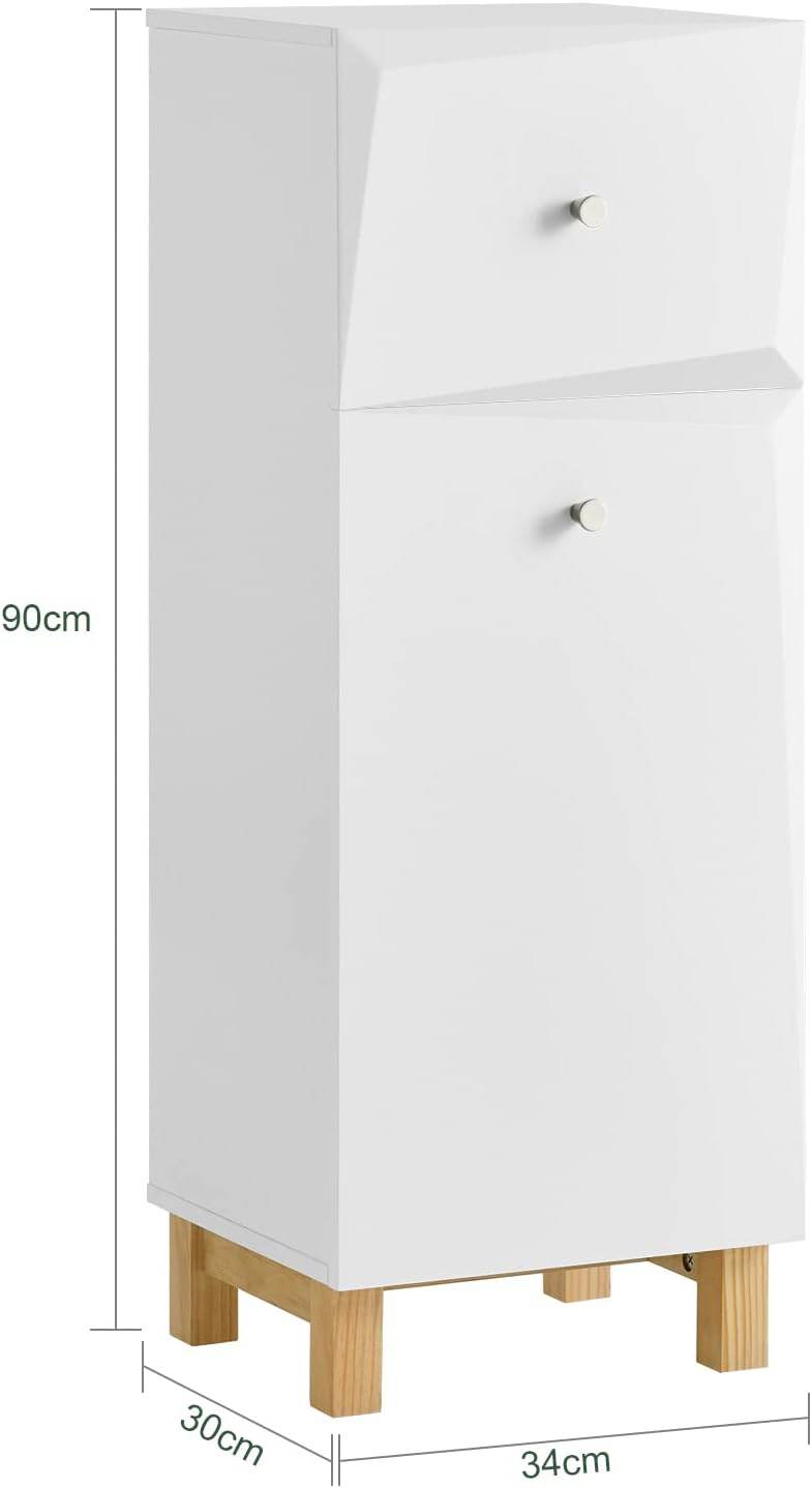 Wäscheschrank mit Wäschesack | Wäschesammler | Wäschekorb Weiss BZR93-W - Palo24