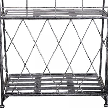 Pflanzregal Blumenregal 3 x Ebene Metall Klappbar Silbergrau - Palo24