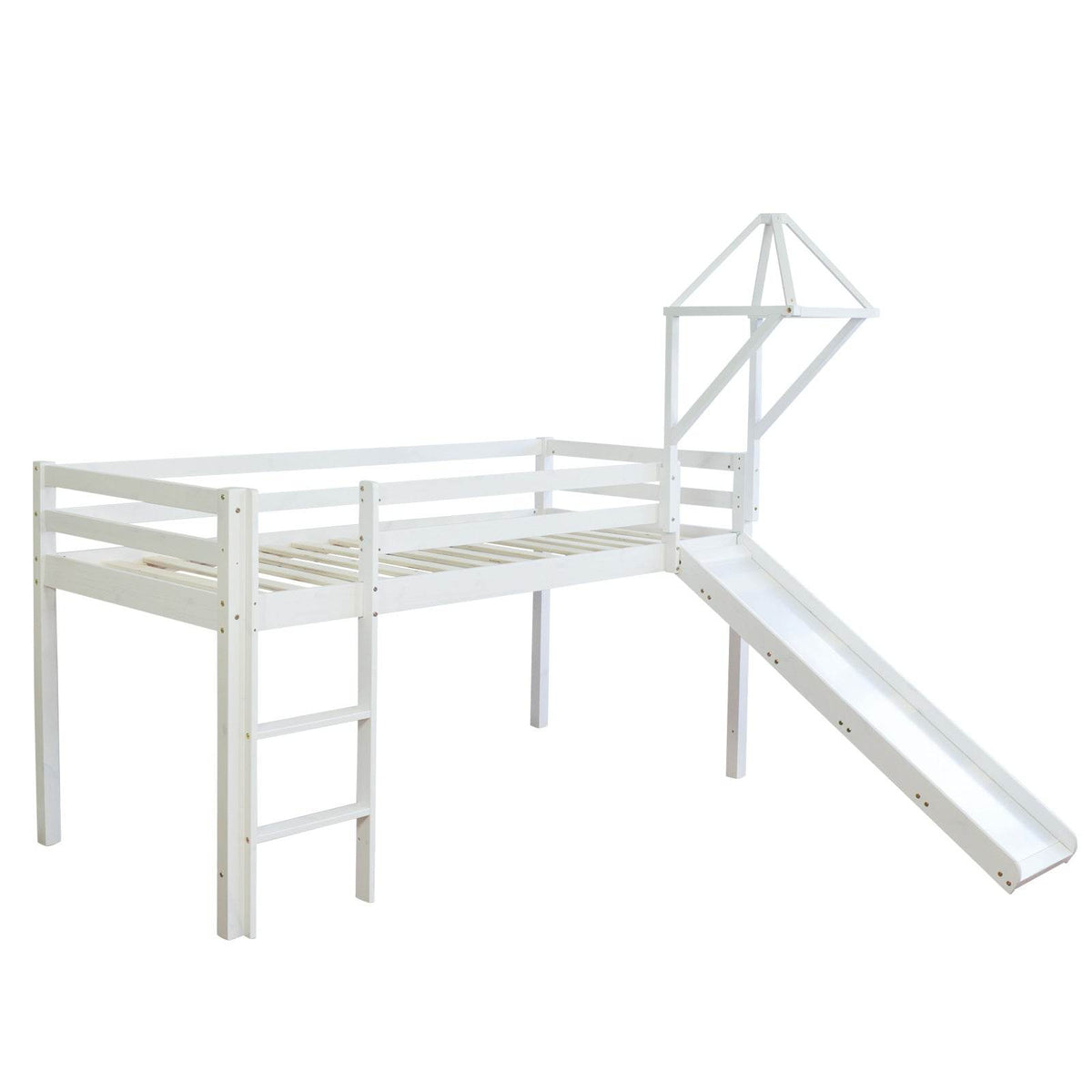 Hochbett 90x200 cm mit Leiter Rutsche Turm Bettgestell Holz Massiv Blau Grün - Palo24