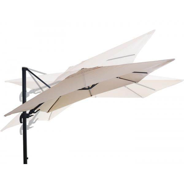 Gastronomie-Ampelschirm HWC-A96, 3x3m (Ø4,24m) schwenkbar, Polyester Alu/Stahl 23kg ~ creme mit Ständer, drehbar - Palo24