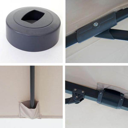 Gastronomie-Ampelschirm HWC-A96, 3x3m (Ø4,24m) schwenkbar, Polyester Alu/Stahl 23kg ~ creme mit Ständer, drehbar - Palo24